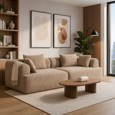 Full-Foam Modular Sofa, 96" Boucle 2-Piece Sectional with Rounded Arms, Cloud-Like Comfort, Compressed Packing | Wayfair North America