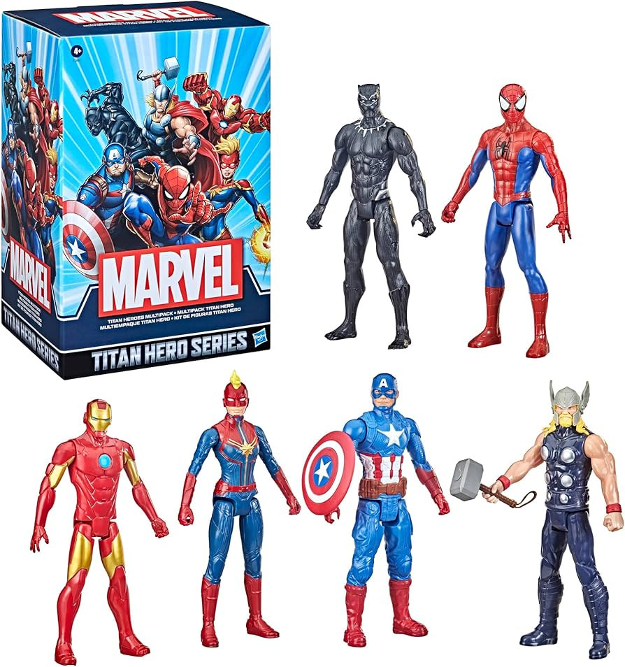 Marvel Titan Hero Series Action Figure Multipack, 6 Action Figures, 12-Inch Toys, Inspired By Mar... | Amazon (US)