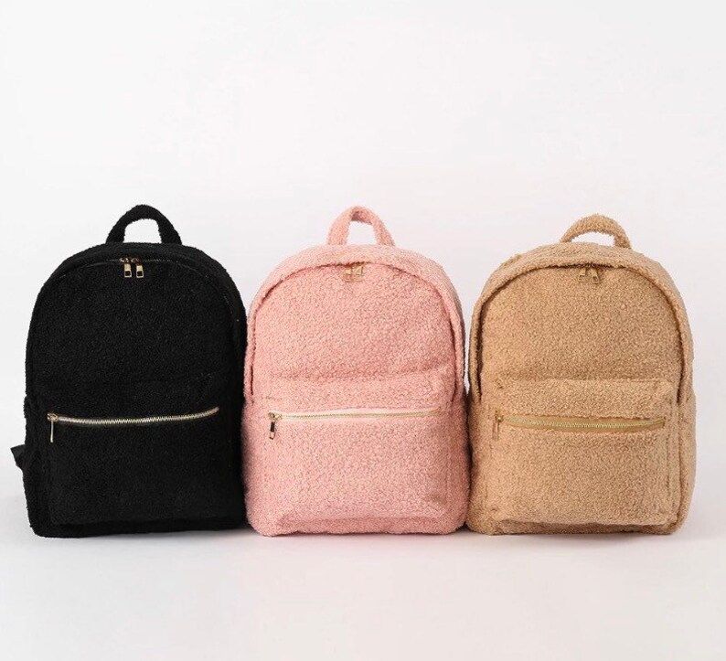 Sherpa Soft Backpack Soft Teddy Backpack Fuzzy backpack womens backpack medium size backpack girl... | Etsy (US)