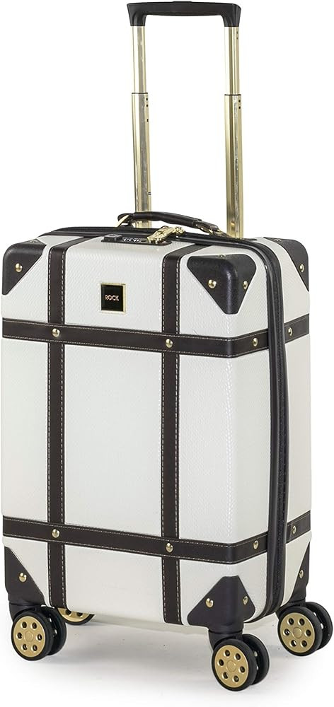 Rock Vintage Small Hard Shell Cabin Suitcase in Cream - Nostalgic Design, Dual 360 Swivel-Wheels,... | Amazon (UK)