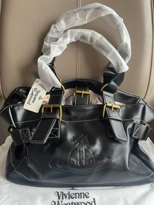Vivienne Westwood Accord Handbag Tote Bag Black Shaped Shoulder Leather | eBay US