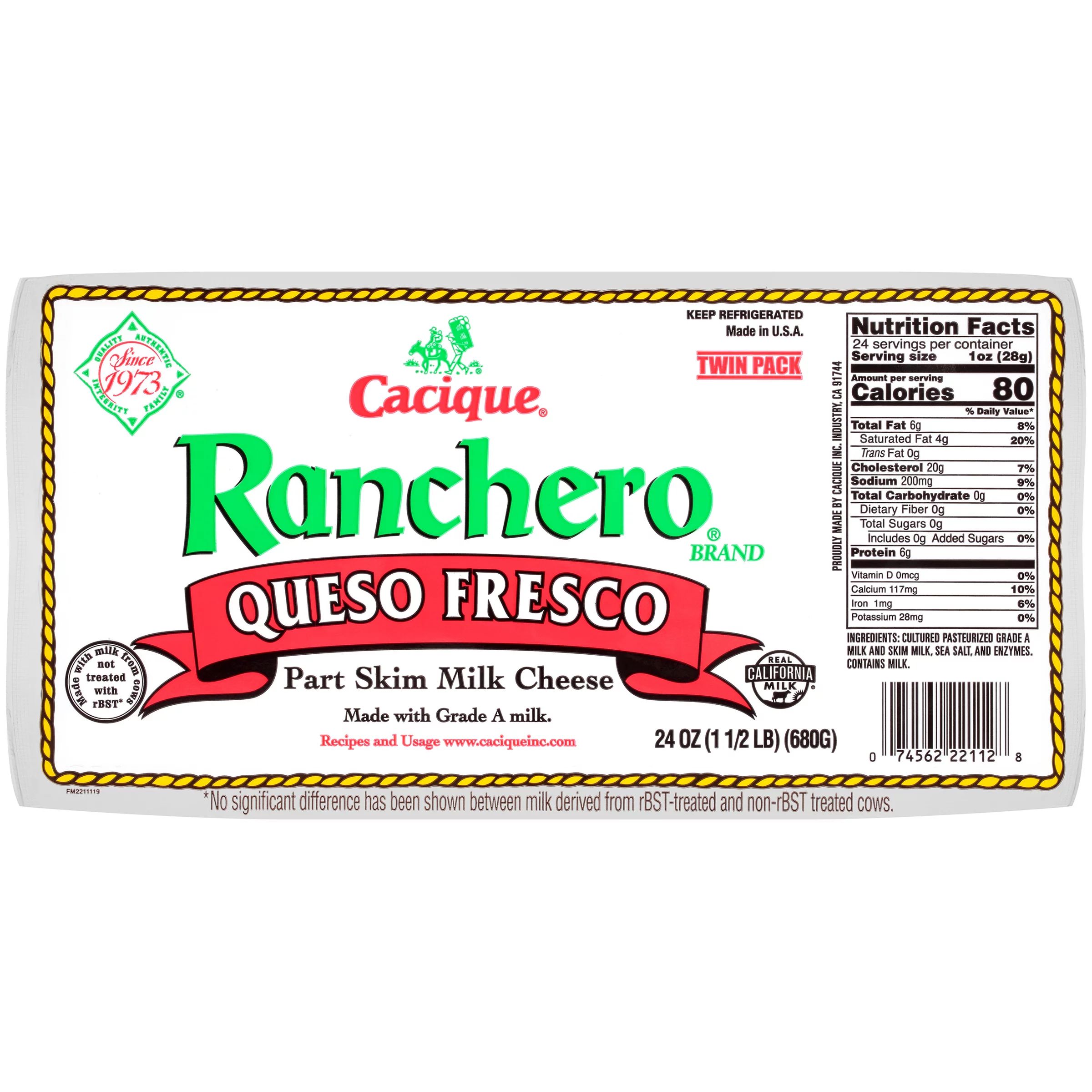 Cacique Ranchero Fresh Queso Fresco Cheese, 24 oz - Walmart.com | Walmart (US)