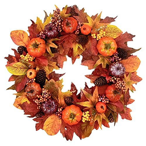 Tiny Land 22 inches-Fall-Wreath for Front-Door-Decor Gift Box Included- Handcrafted Boxwood Base- Id | Amazon (US)