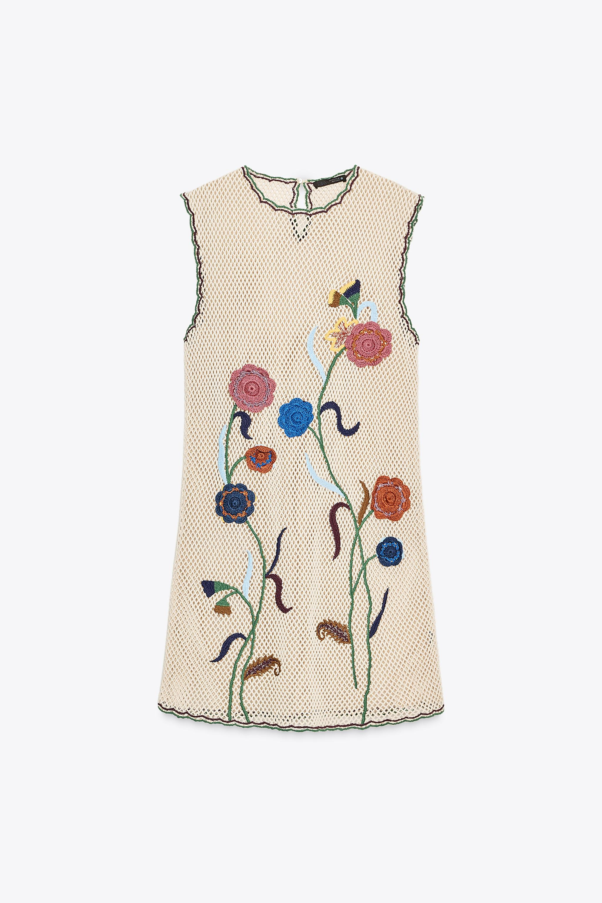 CROCHET DRESS WITH FLORAL EMBROIDERY ZW COLLECTION | Zara US
