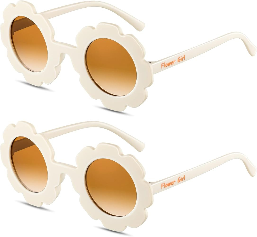 Landhoow 2 Pcs Flower Girl Sunglasses Kids Round Sunglasses Flower Girl Proposal Gift Cute Glasse... | Amazon (US)