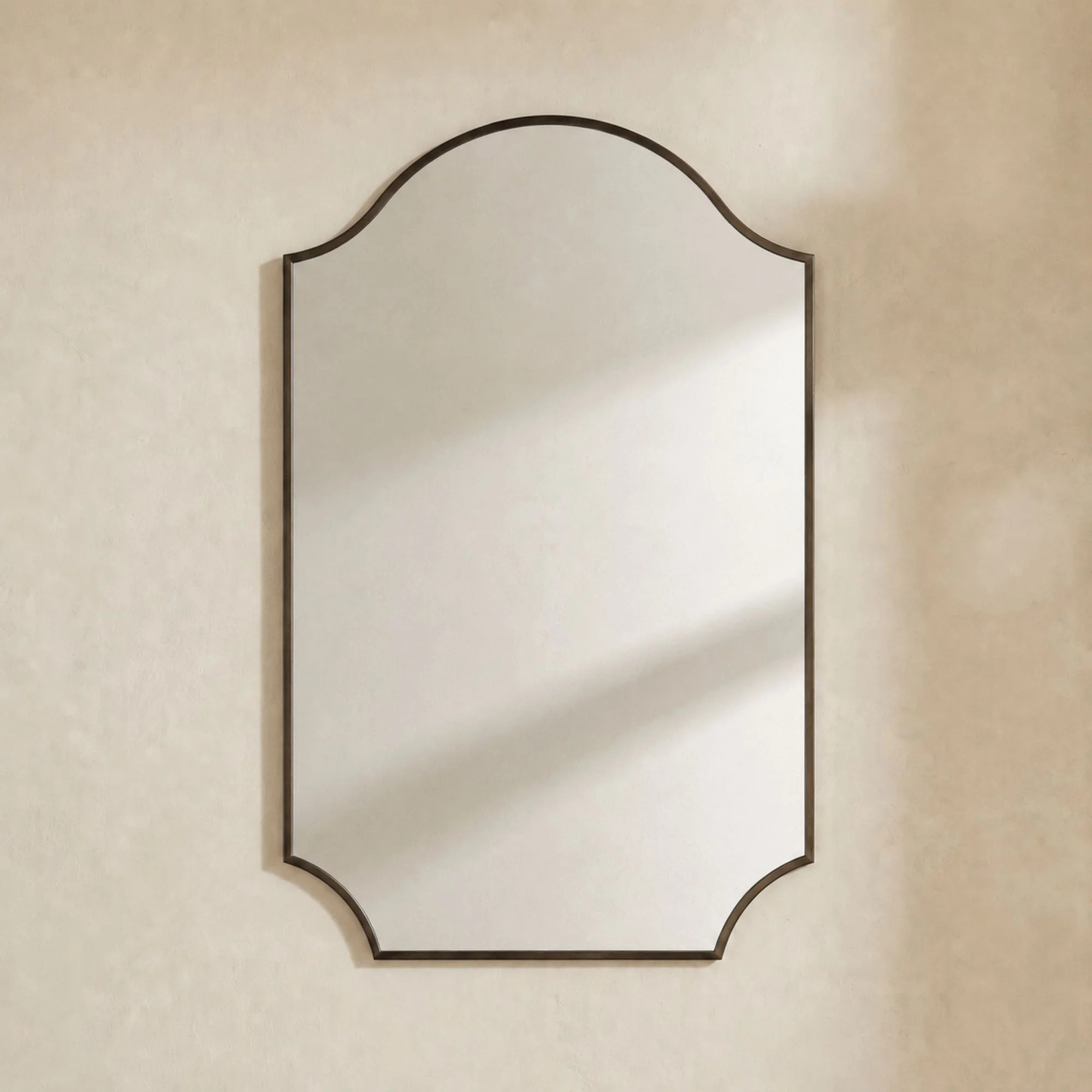 Scalloped Mirror, Arched Stainless Steel Wall Mirror with Electroplated Finish, Vintage Modern De... | Wayfair North America