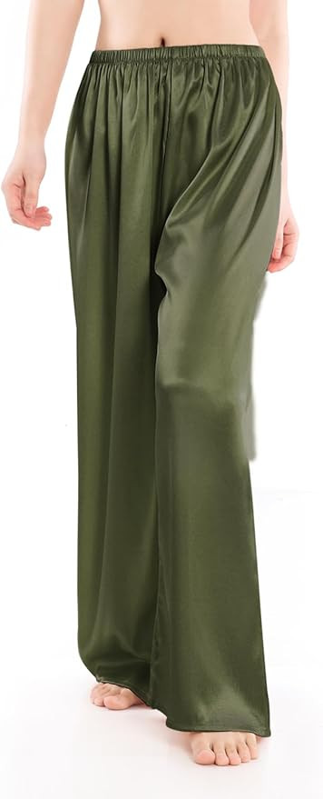 Wantschun Womens Wide Leg Pajama Pants Satin Silk Casual Loose Elastic Waist Lounge Pants Pj Bott... | Amazon (US)