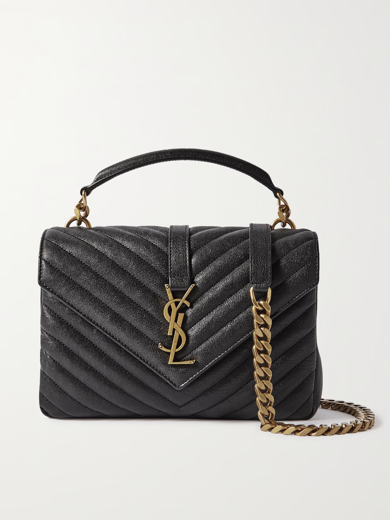 SAINT LAURENT - College Medium Quilted Leather Tote - Black | NET-A-PORTER (US)