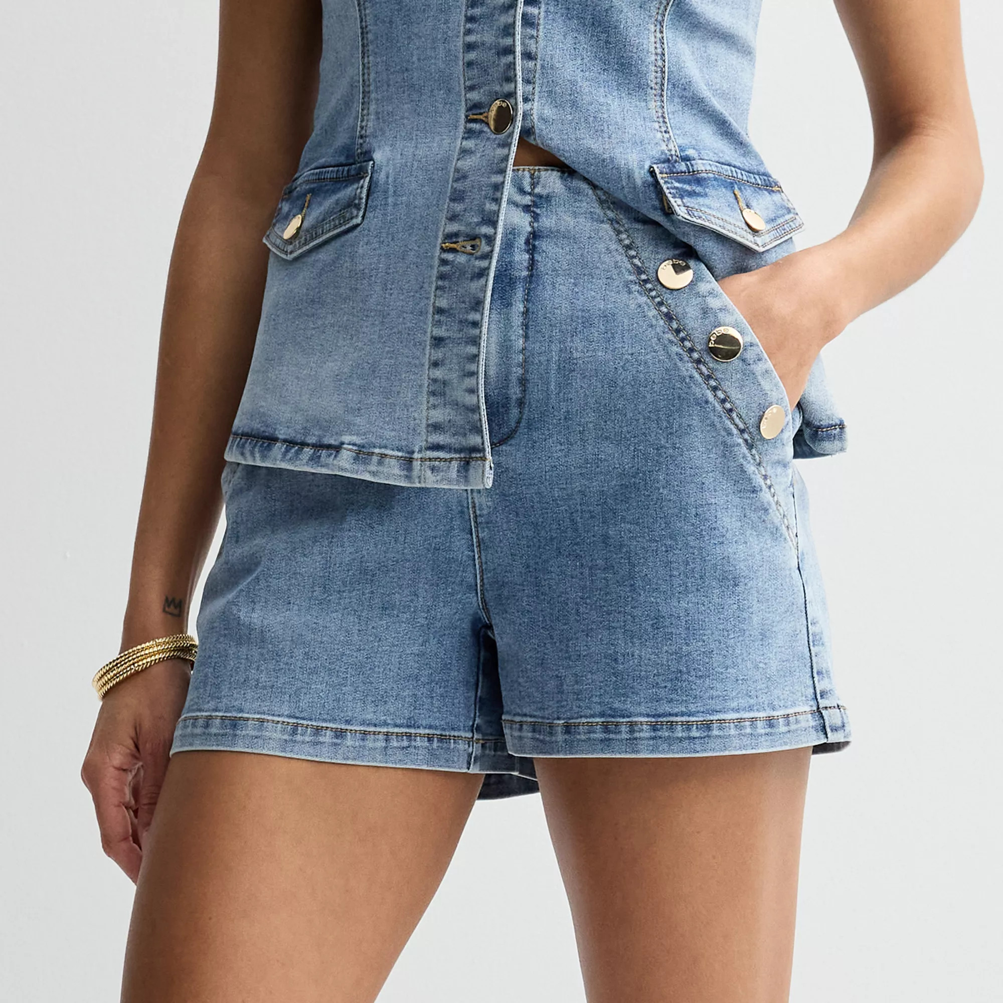 Women's bebe High-Rise Sailor Jean Shorts | Kohl's
