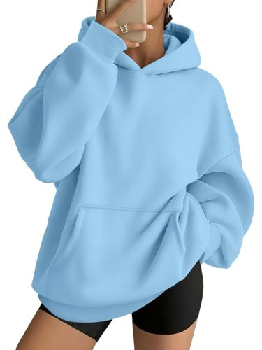 AUTOMET Womens Oversized Hoodies Fleece Trendy Sweatshirts 2026 Pullover Sky Blue S | Amazon (US)