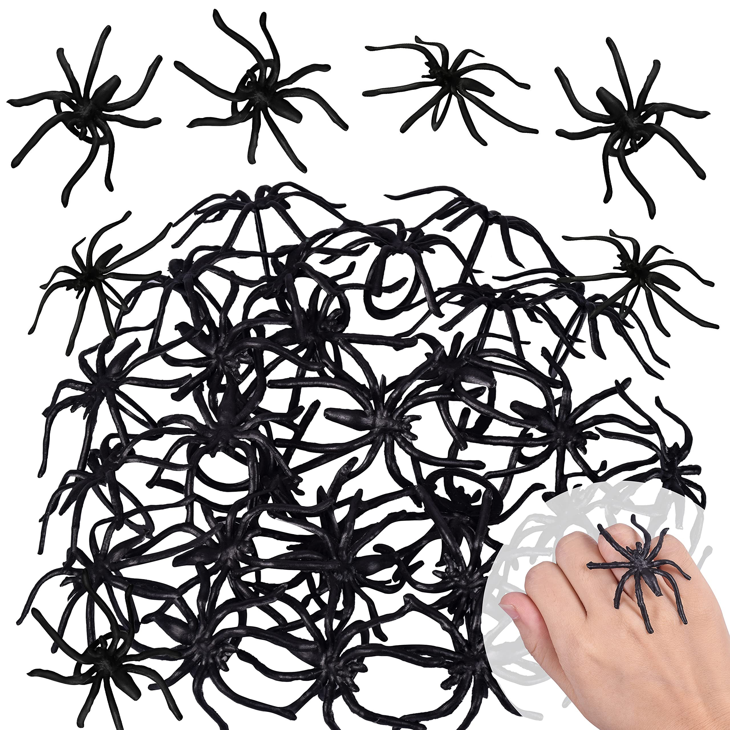Garma 150 Pieces 1.96" Black Realistic Plastic Spider Rings Bulk, Halloween Rings for Kids, Perfe... | Amazon (US)