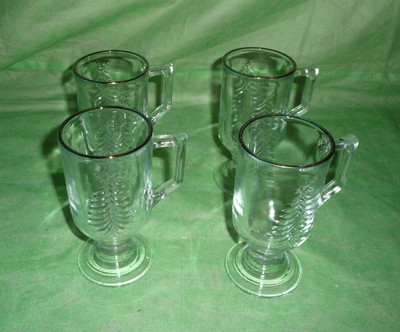 Set of 4 Indiana Glass Holiday Gold Irish Coffee Egg Nog Mug Christmas Tree  | eBay | eBay US