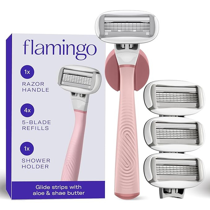 Flamingo Shaving Razor Set for Women - Original Razor Handle, 4 Blade Refills, and Shower Holder ... | Amazon (US)