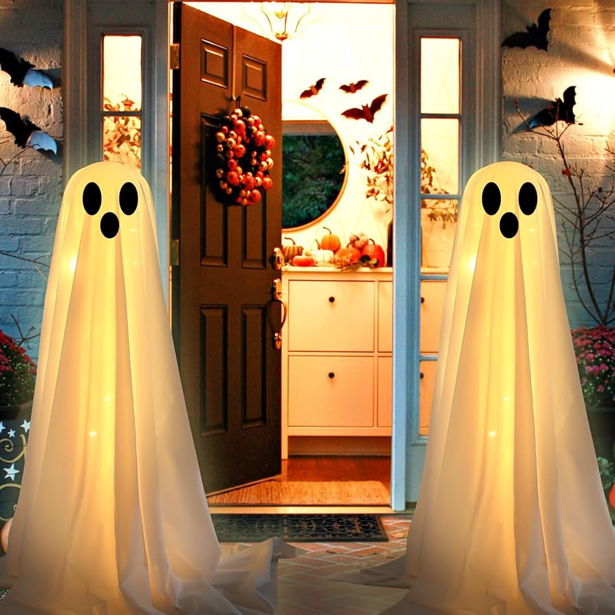 Halloween Decorations Outdoor Indoor-2 Packs Light Up Ghost-Lighted Spooky Ghost Decor with LED S... | Amazon (US)