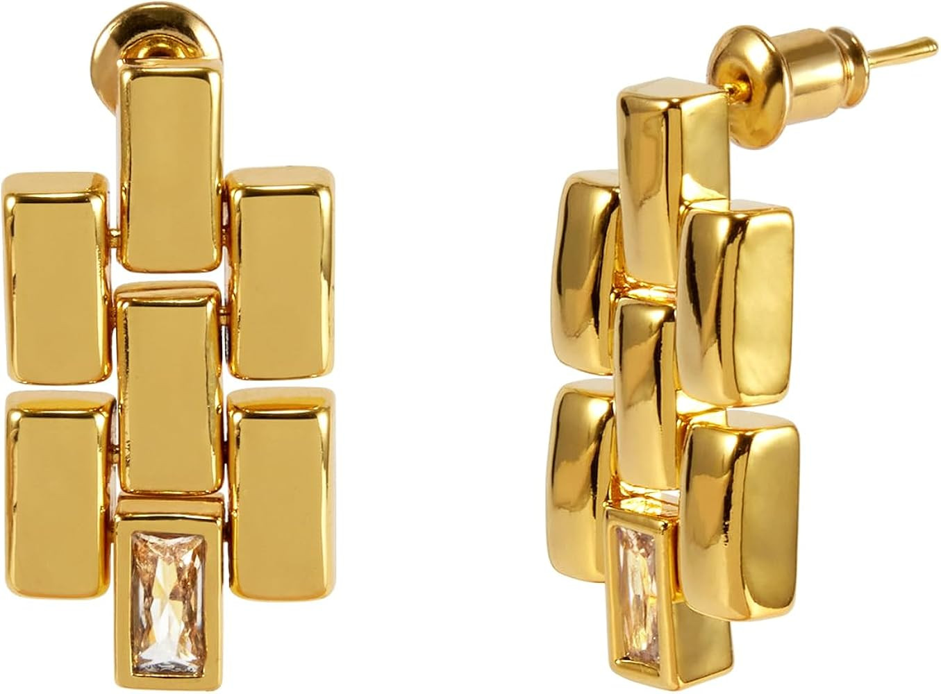 FarF&ME 18K Gold-Plated watchband earrings,inlaid with Zircon,Formal,high-grade dangle earrings s... | Amazon (US)