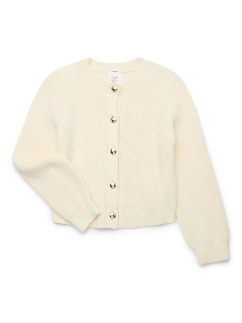 Wonder Nation Girls Ribbed Button Front Cardigan Sweater, Sizes 4-18 & Plus - Walmart.com | Walmart (US)