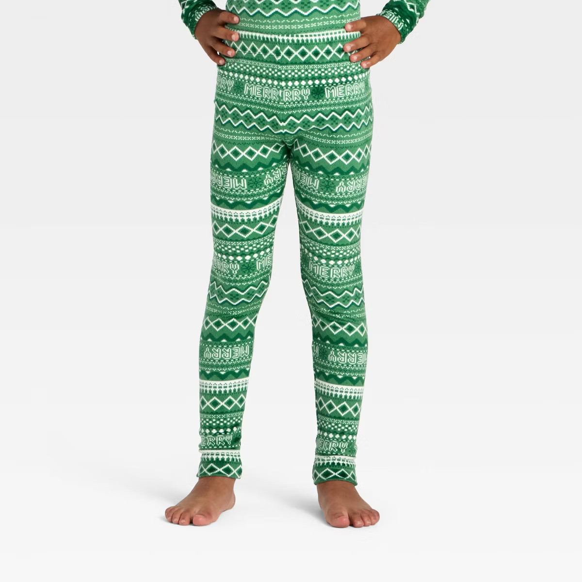 Kids' 2pc Fair Isle Long Sleeve Holiday Snuggly Soft Pajama Set - Cat & Jack™ Light Green | Target