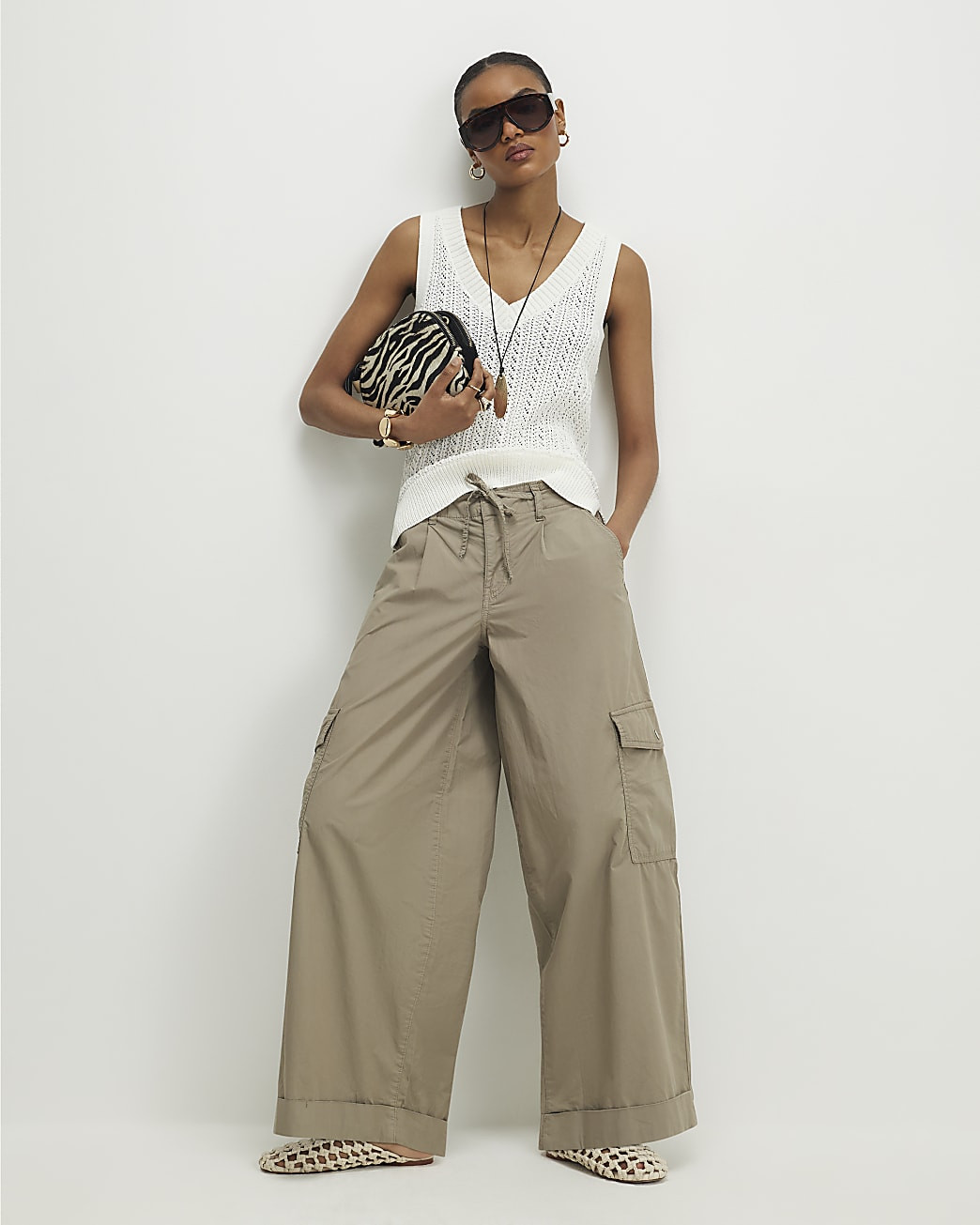 White Crochet Knit Vest Top | River Island UK & IE