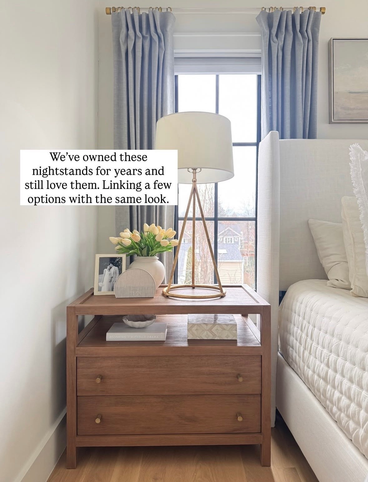 Our 2 drawer nighstands have a built in charging drawer! Linking a few similar options Iove too. Curtains are mineral blue!

#LTKSaleAlert #LTKHome #LTKdayinmylife