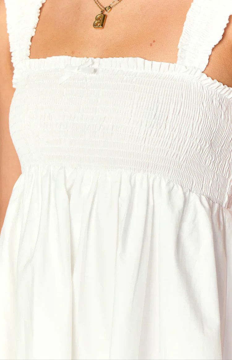 Dekoda White Cap Sleeve Mini Dress | Beginning Boutique (US)