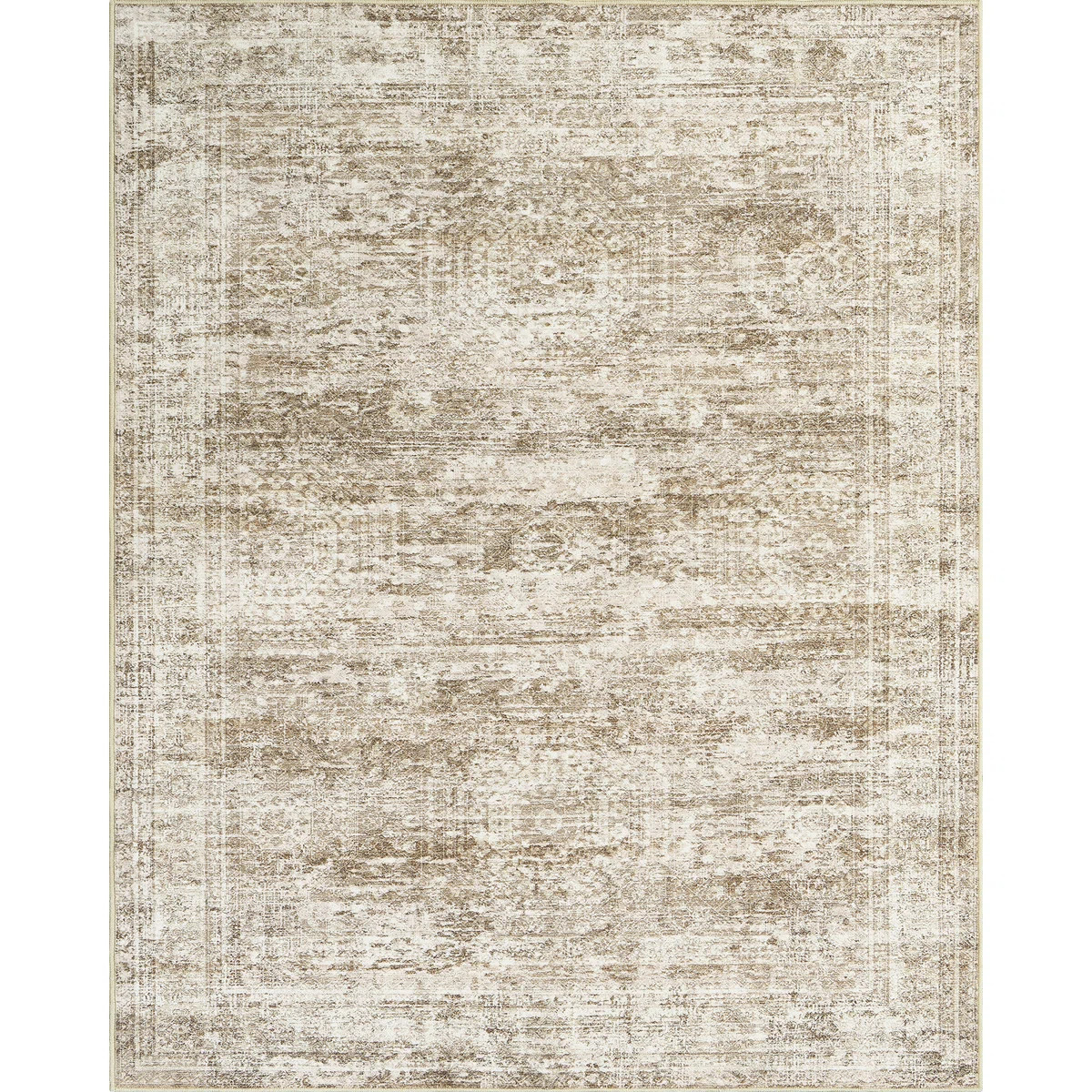 Vintage Distressed Non Slip Washable Rug(Brown) | Wayfair North America
