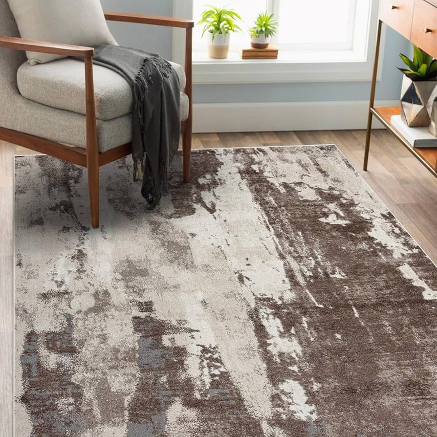 LUXE WEAVERS Euston Collection 7681 Brown 6x9 Modern Abstract Area Rug | Amazon (US)