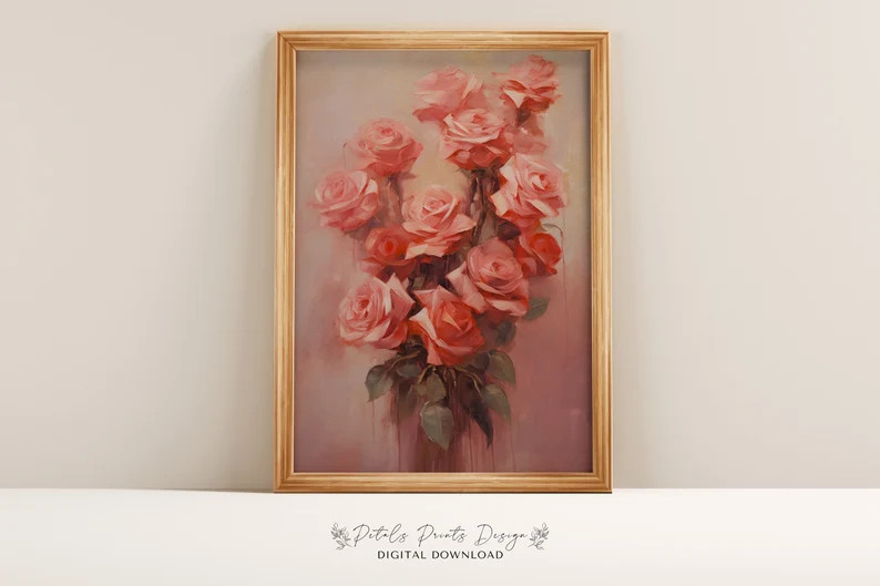 Valentines Day Red Pink Roses Print Valentine Printable Art Valentine Wall Art Watercolor Valenti... | Etsy (US)