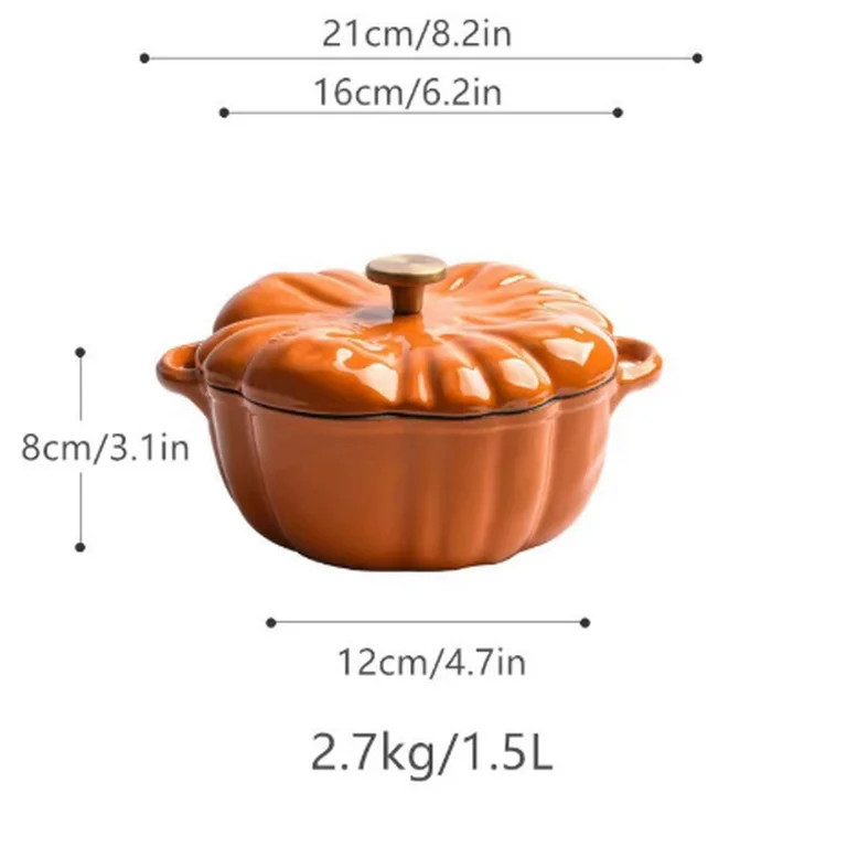 Enameled Cast Iron Dutch Oven with Lid,  Cute Halloween Decor Pumpkin Pot, Covered Dutch Oven Sto... | Walmart (US)