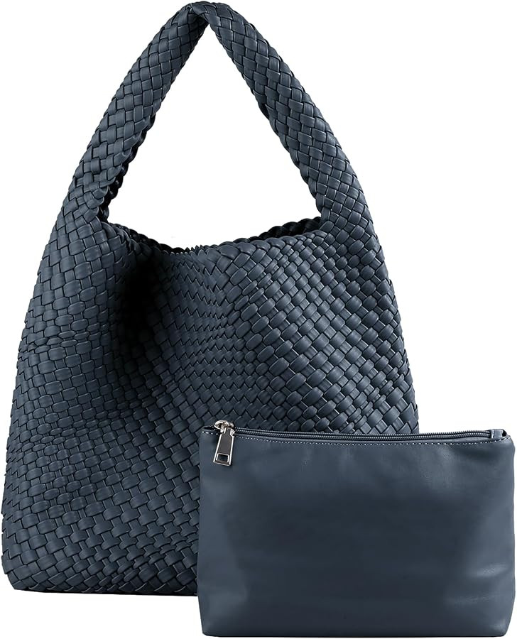Hand Woven Bag Tote Bag For Women Vegan Leather handle handbag Travel Shoulder Bag Hobo Bag Beach... | Amazon (US)