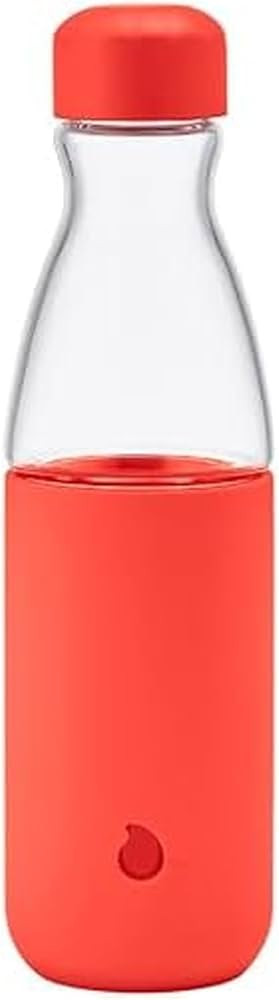 S'well Glass Original Water Bottle, 18oz, Radiant Coral, Break Resistant Glass With Protective Si... | Amazon (US)