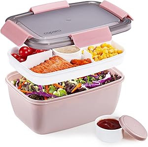 Caperci Large Salad Lunch Container - Adult Bento Lunch Box with 68 oz Salad Bowl, 5-Compartment ... | Amazon (US)