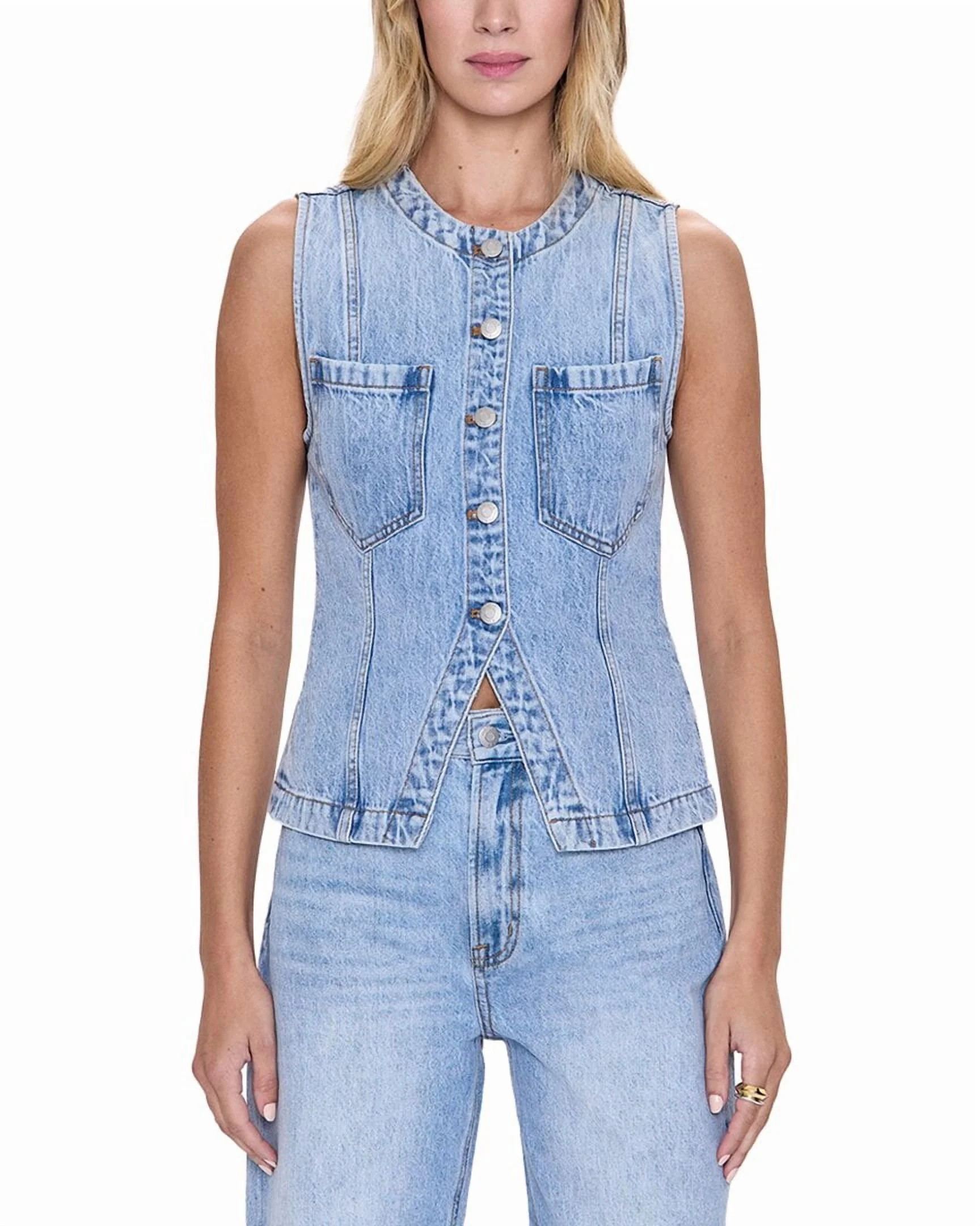 Pistola womens  Gia Fitted Collarless Vest, s, Blue | Walmart (US)