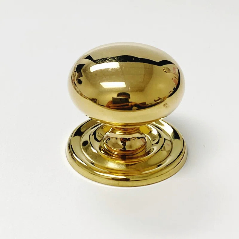 Eloise Unlacquered Brass 1 1/4 Round Knob with Backplate | Wayfair North America