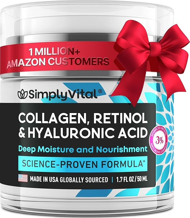 SimplyVital Collagen, Retinol & Hyaluronic Acid Cream - Anti-Aging Face Moisturizer for Face, Fir... | Amazon (US)