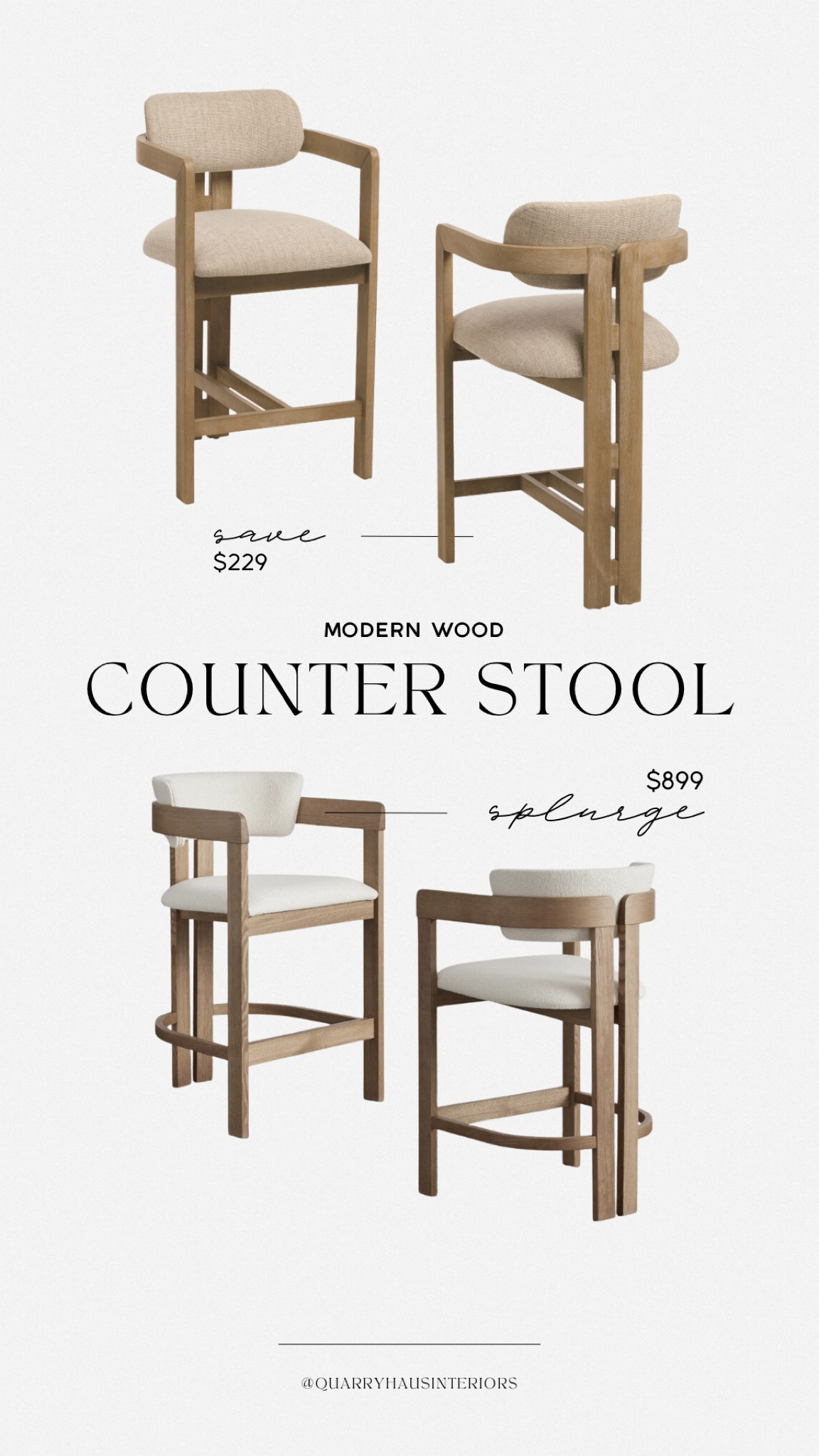Save Vs. Splurge: modern wood counter stool. Love the details on the TJ Maxx find, a great budget friendly option for the gorgeous Arhaus Rodin stool 🙌🏼

#LTKHome