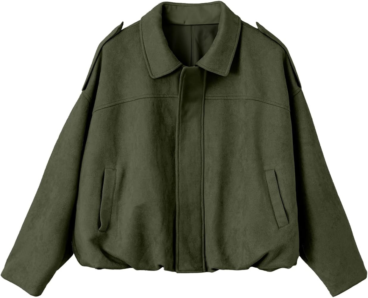 EVALESS Womens Faux Suede Bomber Jackets Long Sleeve Fall Coats Zip Up Cropped Jacket Trendy Wint... | Amazon (US)