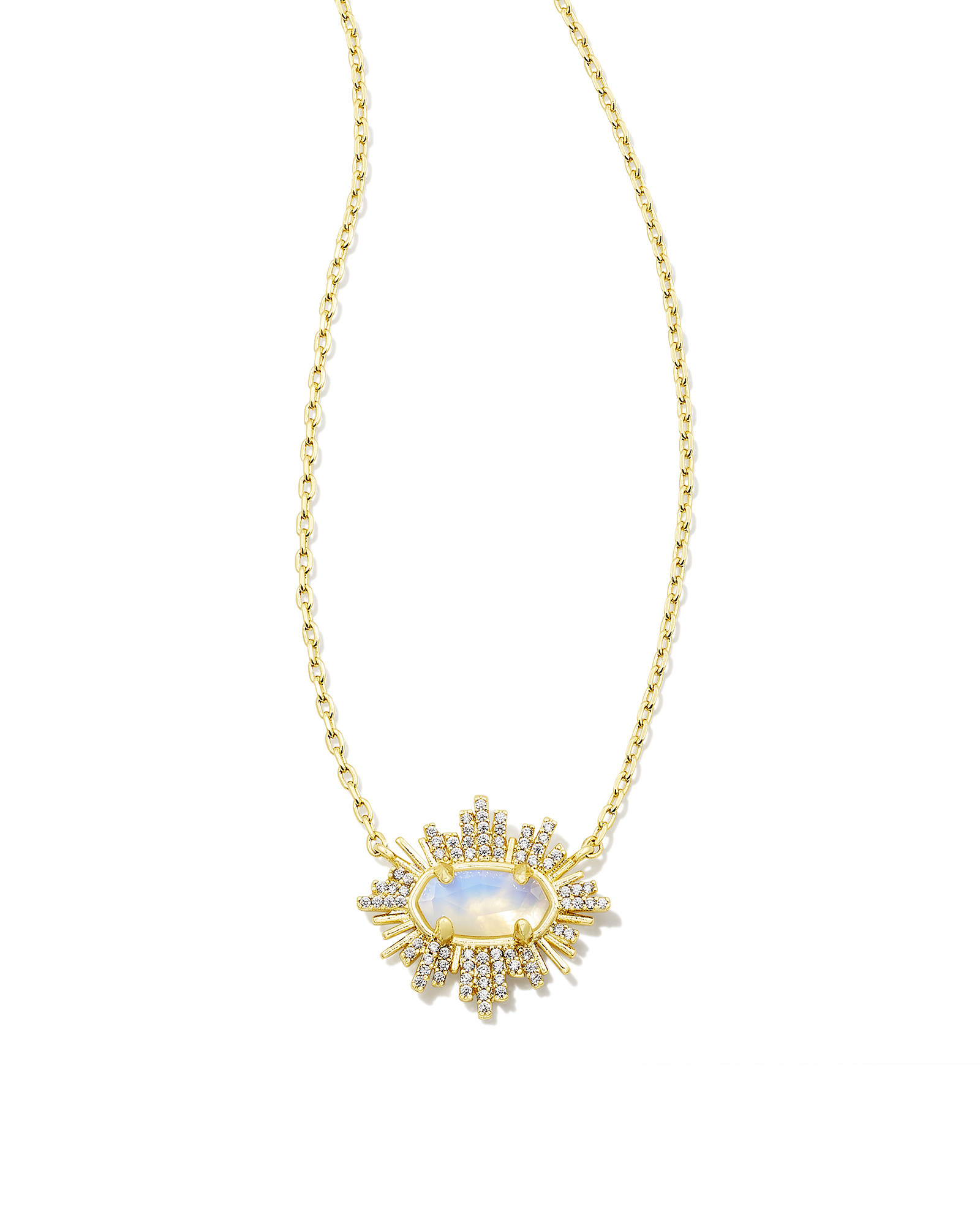 Grayson Gold Sunburst Frame Short Pendant Necklace in Iridescent Opalite Illusion | Kendra Scott
