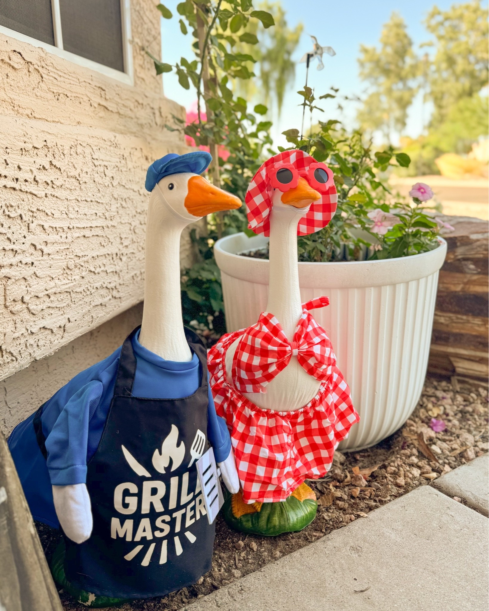 meet our porch geese. Bruce & Meryl 🪿🪿 porch goose. porch goose outfit ideas.

i ended up pulling out the fluff stuffing inside the top of the dress…it was a bit intense for my demure goose 👀

#LTKSeasonal #LTKHome #LTKmomlife