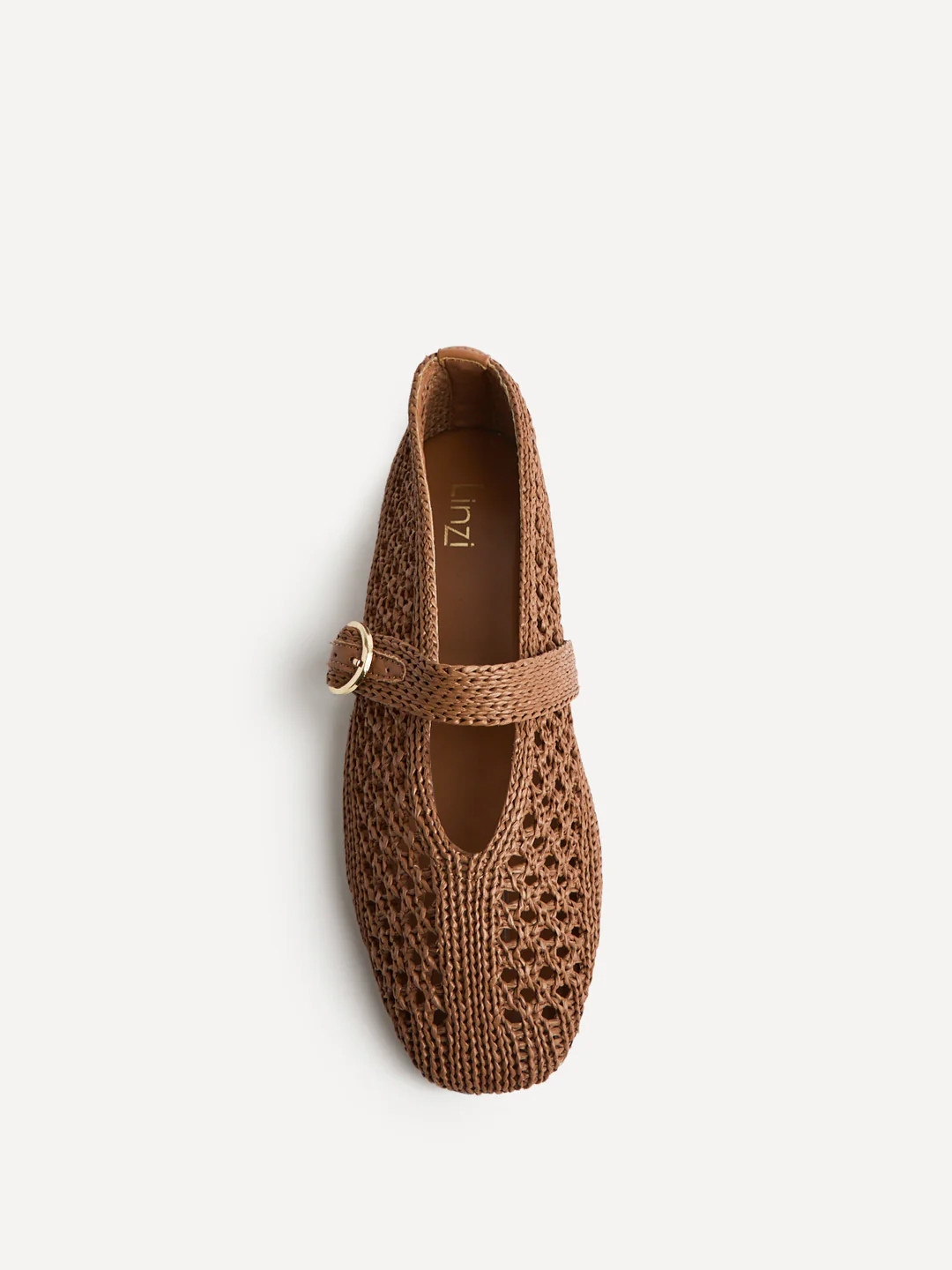 Genova Tan Handwoven Mary Jane Flats | Linzi Shoes