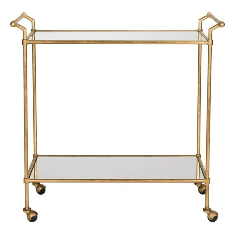 Safavieh Felicity 2-Tier Classic Bar Cart with Handle and Casters, Gold/Mirror | Walmart (US)