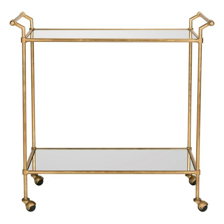 Safavieh Felicity 2-Tier Classic Bar Cart with Handle and Casters, Gold/Mirror | Walmart (US)