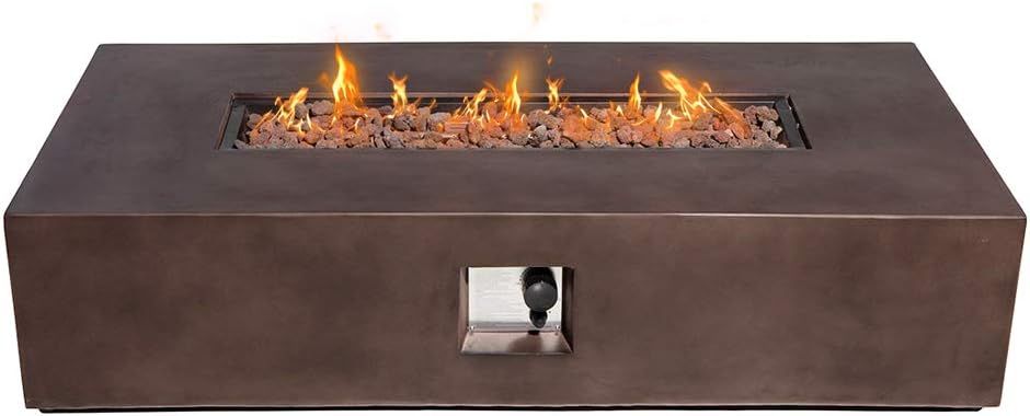 HOMPUS Outdoor Propane Fire Pit 56-inch x 28-inch Rectangle Bronze Concrete Fire Table with Lava ... | Amazon (US)