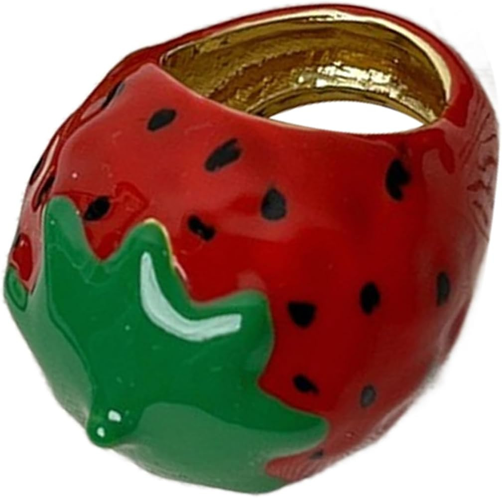 Amazon.com: YYYEYUAN Strawberry/Fruit Rings with Resin Finish Comfortable Wear Accessory for Dail... | Amazon (US)