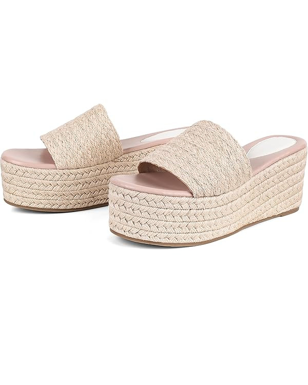 Erocalli Platform Wedge Sandals Espadrille Slide Sandals Slip On High Heel Espadrille Flatform Mu... | Amazon (US)