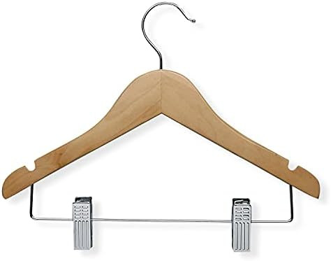 Honey-Can-Do HNG-01225 Kid's Wooden Shirt and Pants Hanger with Clips, 5-Pack, Maple | Amazon (US)