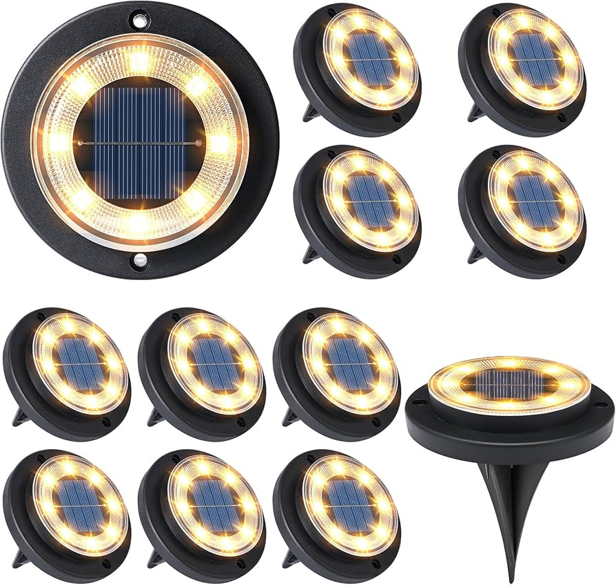 Flacchi Solar Lights Outdoor Waterproof - 2-in-1 Solar Powered Ground Lights Outdoor Solar Disk L... | Amazon (US)
