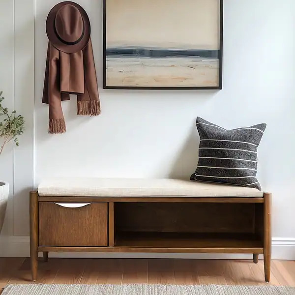INK+IVY Arcadia Accent Bench with Storage and Upholstered Cushion - 42"W x 17"D x 19.5"H | Bed Bath & Beyond