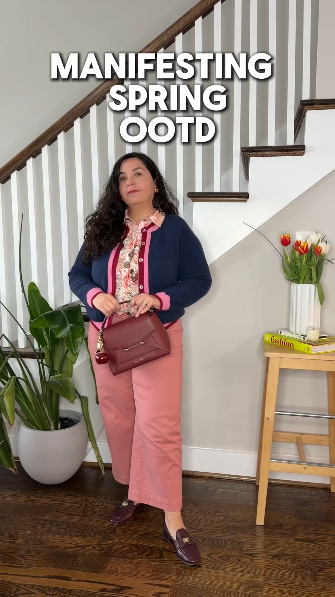 Pink spring outfit with petite-friendly trousers.
These petite pants require no hemming, styled with a floral blouse and my colorblock sweater (wearing L, now on sale) plus my Strathberry bag, everything is linked below.

#LTKootd #LTKOver40 #LTKSaleAlert