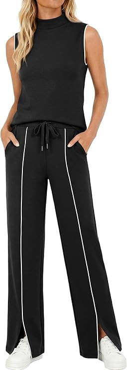 Casly Lamiit Two Piece Sets for Women Summer Outfits Sleeveless Tank Top Wide Leg Pants Matching ... | Amazon (US)