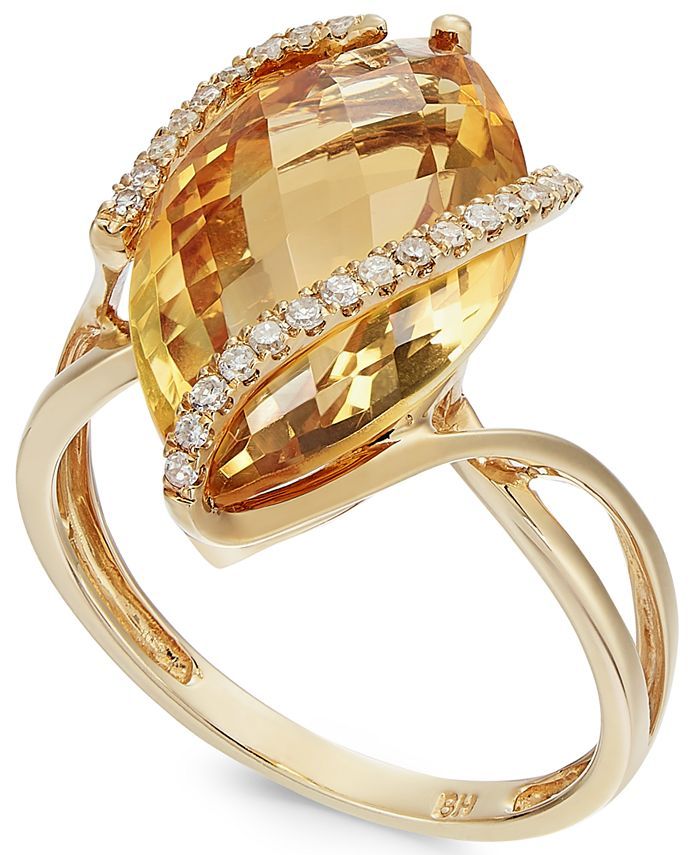 EFFY Collection Sunset by EFFY® Marquise-Cut Citrine (6-7/8 ct. t.w.) and Diamond (1/8 ct. t.w.)... | Macys (US)